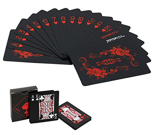 Diamond Playing Cards with Unique Skull and Tower Pattern,Cool Black Foil Poker Playing Cards for Party and Game Color : Black Plaid Waterproof Black Plastic Playing Cards 
