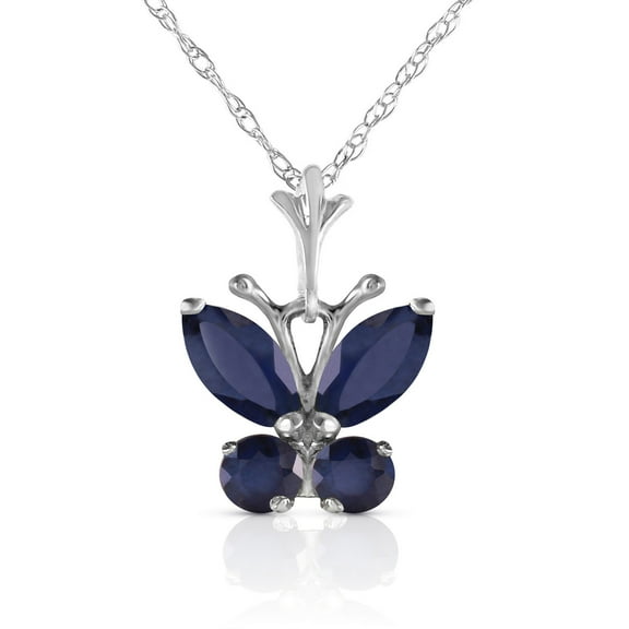 Galaxy Gold 14K White Gold Sapphire Butterfly Necklace - September Birthstone - Truth & Nobility - 16" to 24" - Fine Jewelry for Women