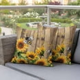 thumbnail image 3 of 2 Pack Outdoor Waterproof Throw Pillow Covers,Farmhouse Sunflower Bee Watercolor Decorative Square Patio Pillowcases for Chair Couch Sofa 16x16in, 3 of 9