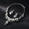 thumbnail image 3 of Sunyuer Wedding Jewelry Sets Leaf Rhinestone Necklace Set Formal Pearl Costume Jewerly for Women and Brides, 3 of 7
