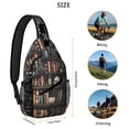 thumbnail image 5 of Sling Backpack,Black Halloween Skull Book Pattern Sling Bag with Water Bottle Holder,Waterproof Sling Bag for Men/Women with Headphone Jack for Hiking,Travel, 5 of 6