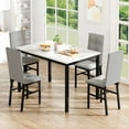 thumbnail image 5 of Baxluxe Dining Table Set for 4 Counter Height, 47.2 Inch Marble Kitchen Table with 4 PU Leather Chairs 4 Person Dining Room Table Set ,5 Piece Small Breakfast Table,Gray, 5 of 7