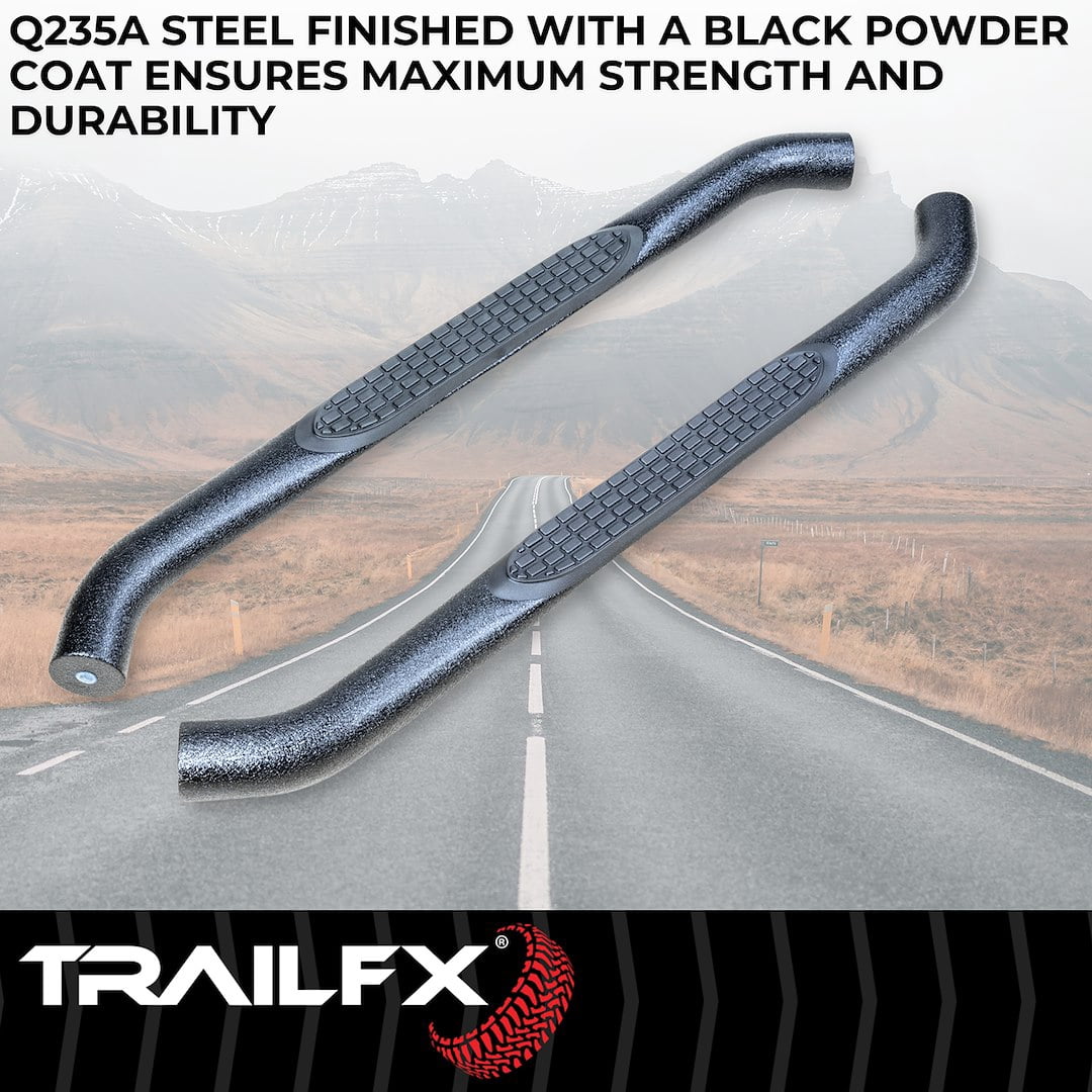 TrailFX A0027T TFX Round Tube Side Steps NERF BAR ROUND 3"