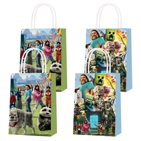 16PCS For Minecraft Movie Theme Birthday Party Bags Party Favor Bags Birthday Party Decorations With Handles Favor Bags Candy Gift Bags for Birthday Party