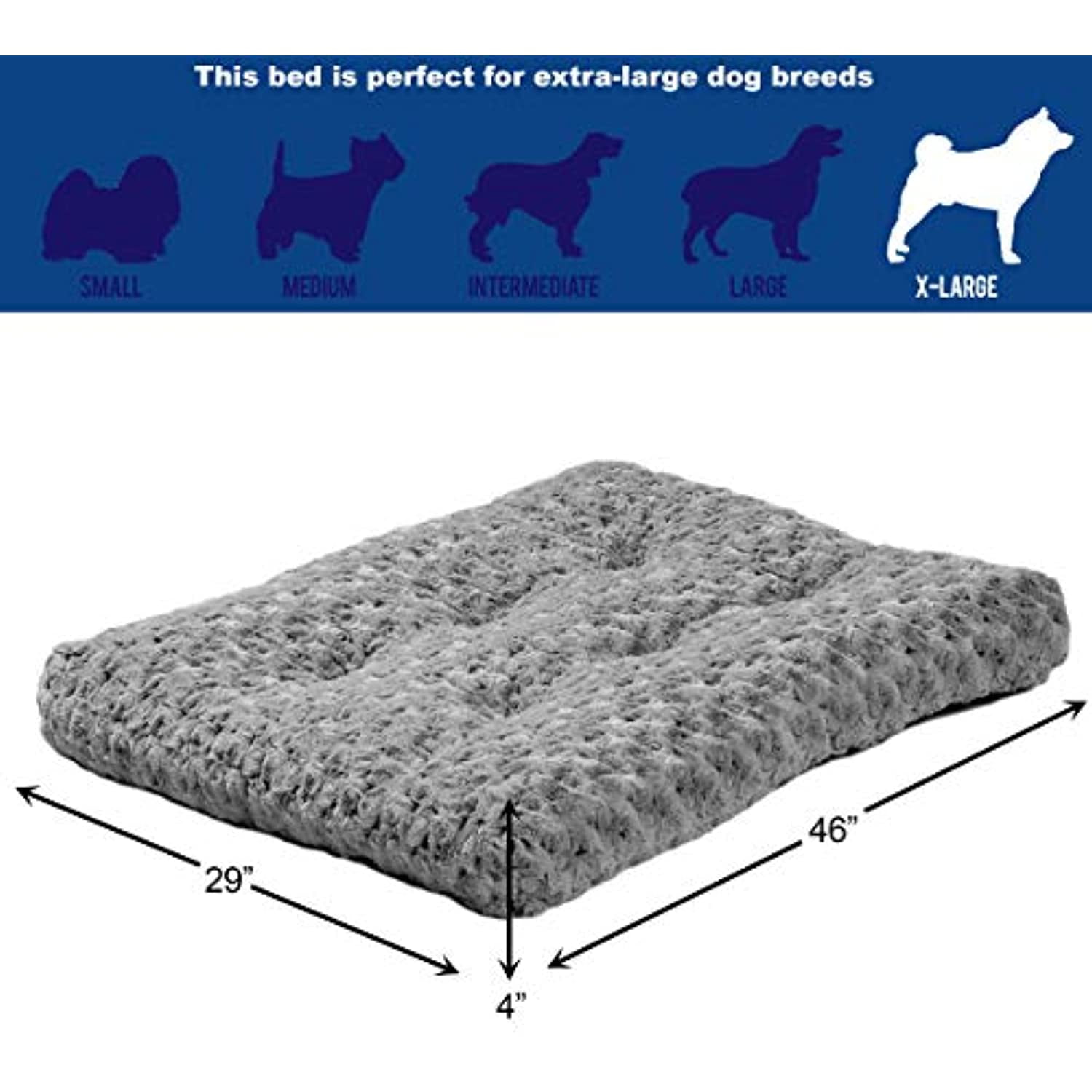 QuietTime Dog Bed & Crate Mat, Deluxe Ombre Swirl, Fits 48" Crate, Gray