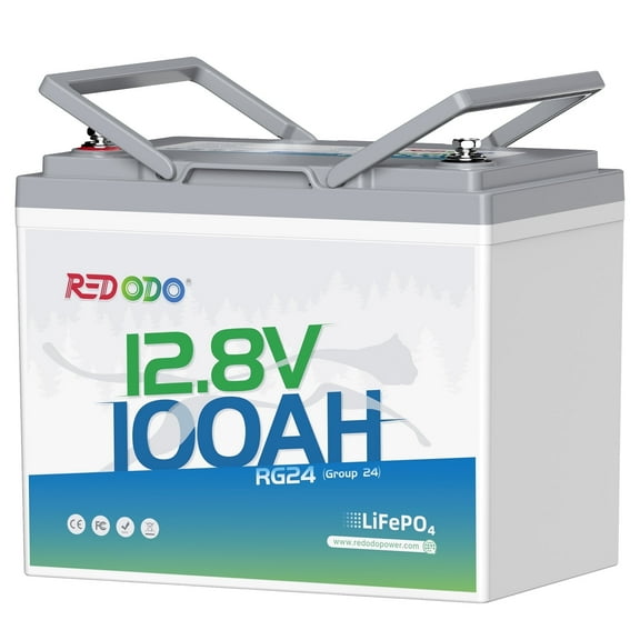 Redodo 12V 100Ah LiFePO4 Battery, Group 24 Rechargeable Lithium Deep Cycle RV Battery, Up to 15000 Cycles, Perfect for RV, Camping, Solar Panel, Off Grid, Kayak Trolling Motor