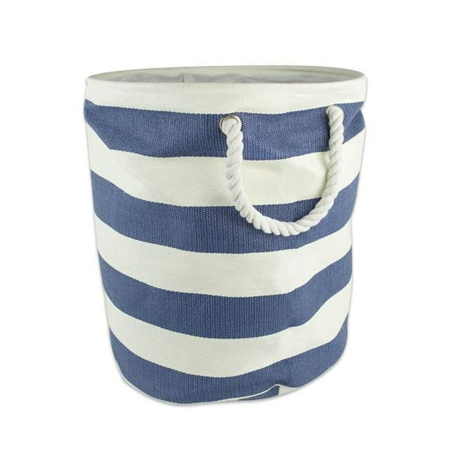 Design Imports CAMZ36354 Bac de Rangement Rond pour Papier à Rayures 20 x 15 x 15 Po, Bleu Nautique - Grand