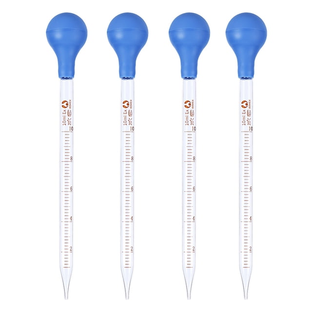 Goteros de cristal 10 ml escala graduada cabeza de goma Pipettes Tubos de ensayo DIY Medición Pipetos portátiles Accesorios 4 paquetes Inevent TO005759-00