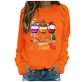 thumbnail image 2 of WEIWEN Happy Hallothanksmas Halloween Sweatshirts for Women Thanksgiving Christmas Graphic Fall Sweaters for Women Dressy Casual Long Sleeve Outfits Women's Clothing Orange, L, 2 of 5