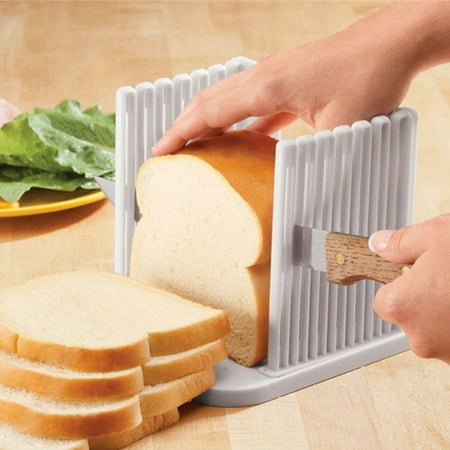 

DNAKEN Adjustable Toast Slicer Toast Cutting Guide for Homemade Bread Plastic Bread Slicer Loaf for Slicing Bread Foldable Kitchen Baking Tools (White) A#