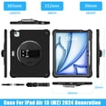 thumbnail image 2 of for iPad Air 13" 2025/2024 Case, Durable Sturdy Protection Case with Rotation Stand, Portable Hand Strap and Shoulder Strap Pencil Holder, Heavy Duty Shockproof Anti-Drop Cover, Black, 2 of 20