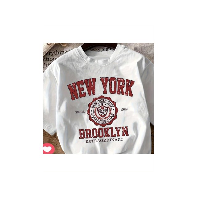 New York Print Crew Neck Tee - Women'S T-shirts - Short Sleeve, Casual