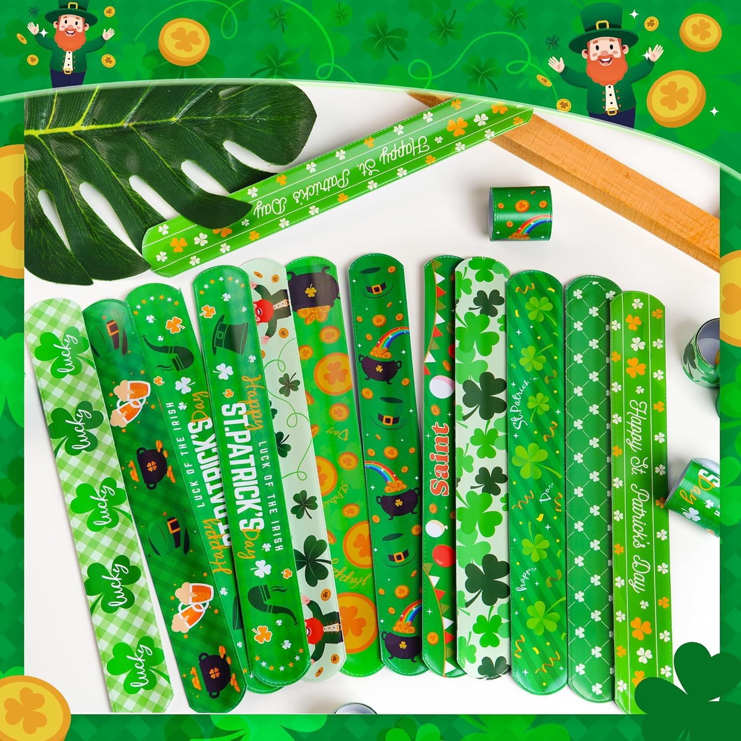 36Pcs Easter Slap Bracelet,Easter Decorations Bracelet Decorations Gifts,Bunny Bracelets Present for Holiday Goodie Bag Stuffers,Bracelets Bulk for Birthday School Classroom Prizes Outdoor