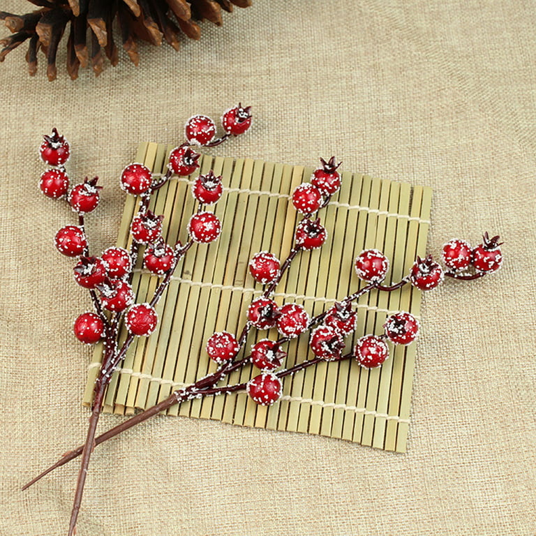 Cranberry Red Berry Stems – 10 pcs – The Ornament Girl's Market