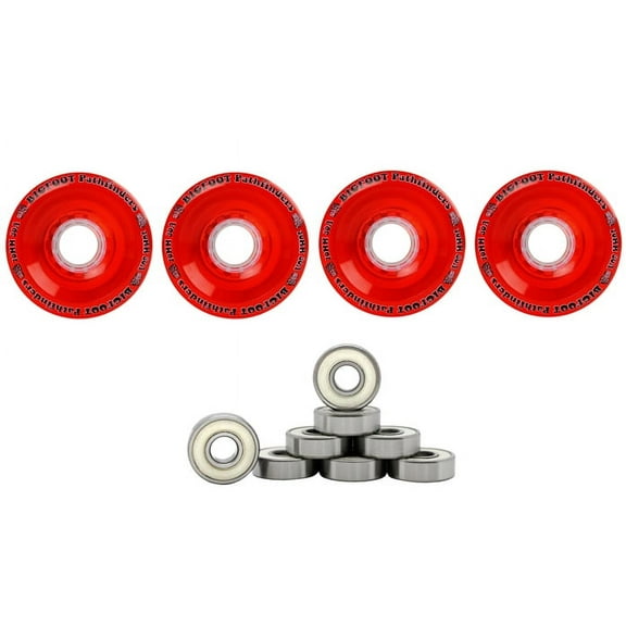 Bigfoot Longboard Wheels Stoneground Pathfinders 70mm 80a Red Abec 9 Bearings