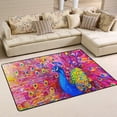 thumbnail image 2 of SKYSONIC Original Oil Painting Peacock Area Rug Carpet for Living Room Bedroom 48"x63" Light Weight Polyester Fabric, 2 of 6