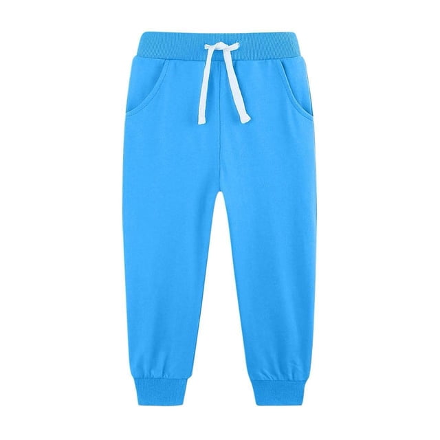 LIJCC Boys Athletic Joggers Cotton Youth Solid Color Sweatpants for Kids Casual Tapered Cotton Active Soft Joggers Pants with Pocket Functional Drawstring