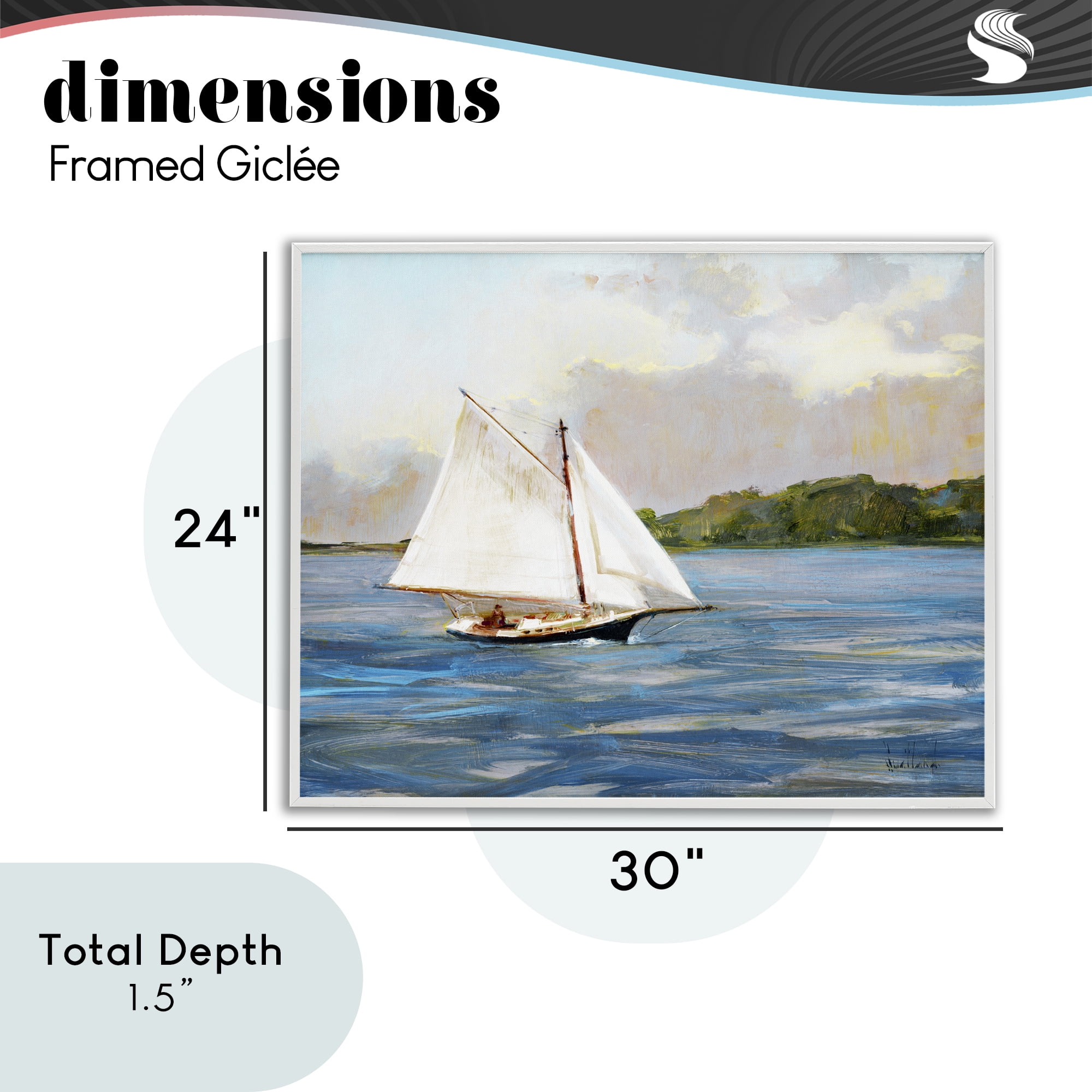 Stupell Industries White Sailboat on Calm Blue Sea White Framed Giclee Art, design by Katie Swatland