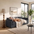thumbnail image 5 of Asofer 110" Corduroy 3‑Seater Cloud Sofa, Upholstered Couch with Extra Deep Seats, 2 Throw Pillows for Small Space & Apartment, Dark Gray, 5 of 9