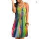 thumbnail image 1 of Vestido corto con estampado de teñido anudado Vestido plisado sin mangas, naranja azul, L Sweethay AP002087-35, 1 of 7