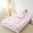 thumbnail image 4 of spefrowx Princess Rose Bow King Sheets for Kids, Vintage Floral Print Bedding, 4-Piece, 1 Flat Sheet, 1 Fitted Sheet and 2 Pillowcases, 4 of 6