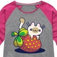 thumbnail image 3 of Instant Message - Kawaii - Cats Love Strawberries - Toddler & Youth Girls Raglan Graphic T-Shirt, 3 of 6