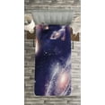 thumbnail image 3 of Ambesonne Universe Quilted Bedspread Set 2 Pcs, Nebula Planet Cosmic, Twin Size, Navy Blue White Coral, 3 of 3