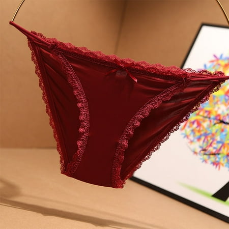 

Ice silk seamless sexy thin lacebreathable cotton crotch low waist panties