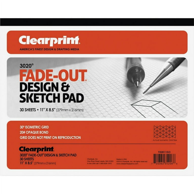 Clearprint Isometric Grid Paper Pad - Letter - 30 Sheets - 20 lb Basis Weight - Letter - 8 1/2 Clearprint Isometric Grid Paper Pad - Letter - 30 Sheets - 20 lb Basis Weight - Letter - 8 1/2
