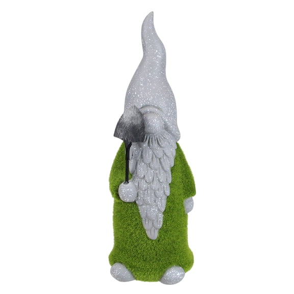 Northlight Faux Moss Covered Gnome with Shovel Outdoor Garden Statue - 14"