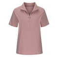 thumbnail image 6 of Giftesty Womens Plus Size Clearance Women Casual V-Neck Short Sleeve Solid Colour Zipper Pullover Blouse T-Shirt Tops Loose, 6 of 9