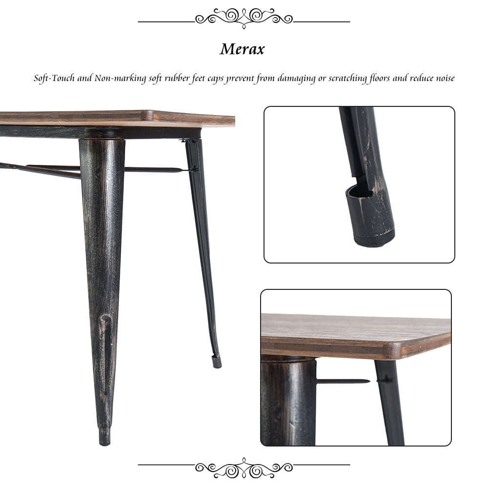 Lowestbest Dining Table,Wooden Kitchen Table,Antique Style Table with Metal Legs Lowestbest Dining Table,Wooden Kitchen Table,Antique Style Table with Metal Legs