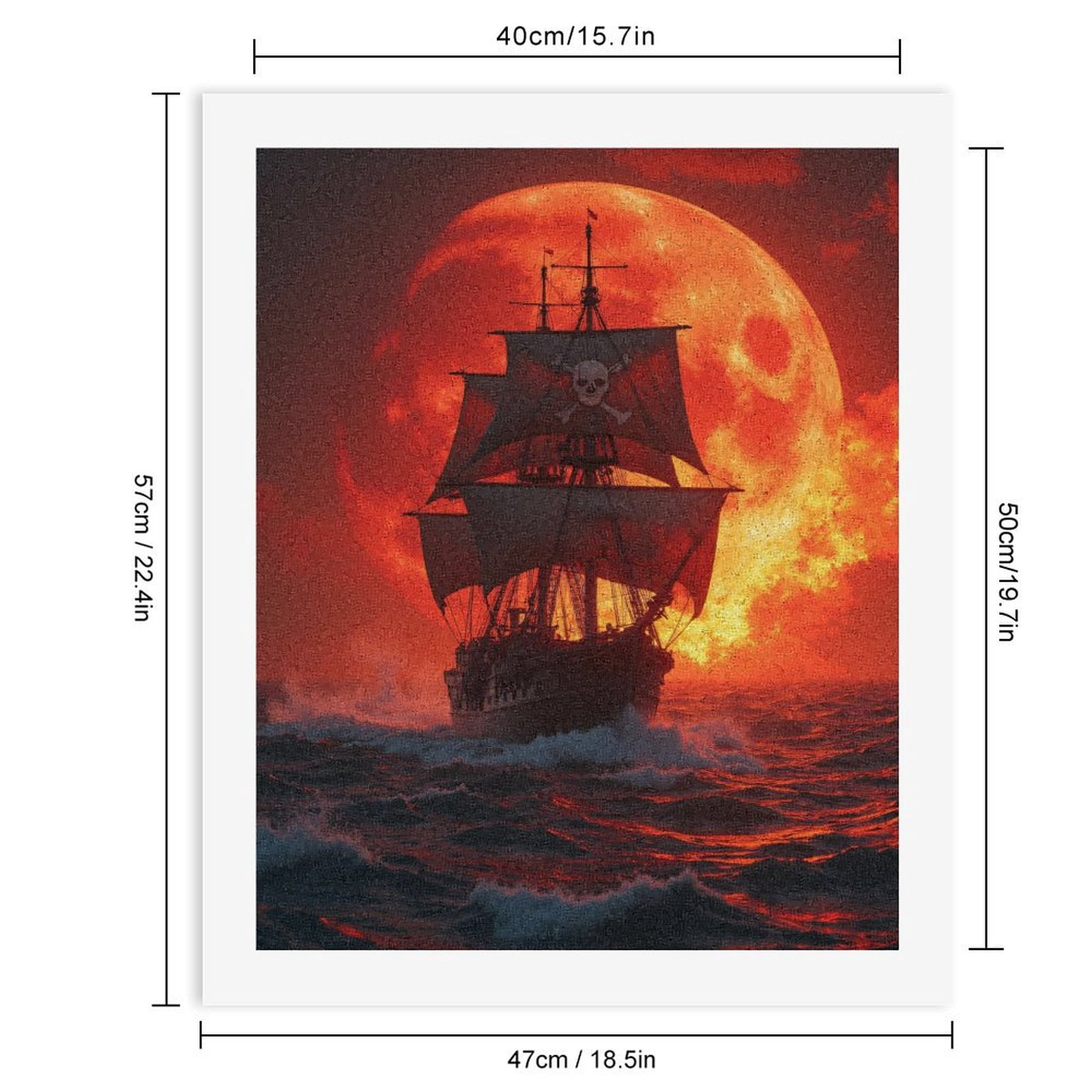 Paint by Numbers Kit for Adults, Pirate Ship Red Moon Ocean Adventure Paint by Numbers, Easy Paint by Numbers Kit for Adults Beginner, DIY Adult Paint by Number Kits on Canvas, Home Decor