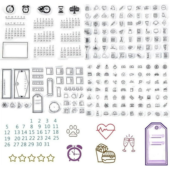 1bag 4 Styles Vintage Clear Stamps Retro Transparent Rubber Stamps Ink Reusable Silicone Stamp Seals for Journaling Card Making DIY Scrapbooking Handmade Photo Album Notebook Decor