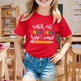 thumbnail image 2 of LEKDFST Toddler Baby Girls Back to School Outfit Kindergarten Pre K First Grade Short Sleeve T-Shirt First Day of School Tops Orange 140, 2 of 4