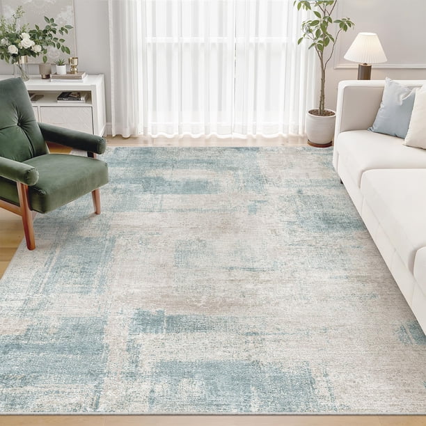 Alfombra de Área zesthome 152x213 cm Azul Resistente a Manchas Suave