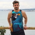 thumbnail image 6 of Pofeuu Modern Style Blue Parrot Print Men's Workout Tank Tops Sleeveless Muscle Gym Shirt Quick Dry-4X-Large, 6 of 7