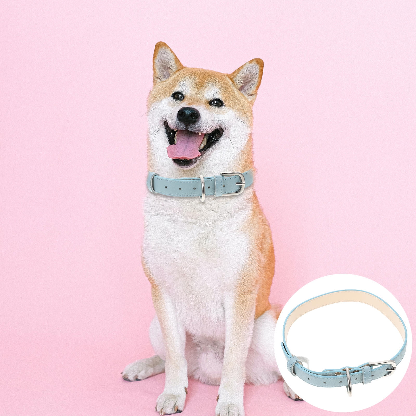 Milisten Blue PU Puppy Collar with Safety Buckle Perfect for Outdoor Pet Supplies