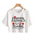 thumbnail image 1 of Camiseta de árbol de leopardo de Reno para mujer, ropa de Navidad, Tops cortos de Feliz Navidad, camiseta gótica Harajuku, camiseta de Mange de Año Nuevo, 1 of 5