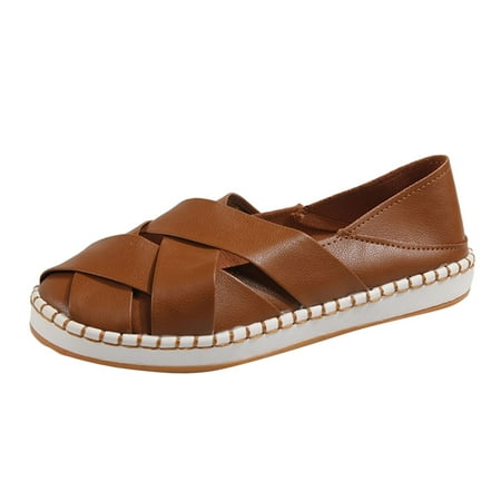 

Wesracia Fashion Summer And Autumn Women Casual Shoes Shallow Mouth Round Toe Cross Strap Hollow Breathable Leisure And Comfortable