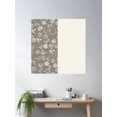 thumbnail image 2 of Vintage White Roses On Vertical Cream And Gray Brown Split Poster Wall Art, Modern Wall Decor For Living Room Bedroom, 17x17 UNFRAMED, 2 of 3