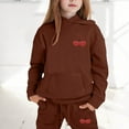 thumbnail image 2 of Girls Winter Outfits Bow Print Long Sleeve Hooded Sweatshirt Joggers Child Comfy Daily Wear Autumn Loose Outfit Set, 2 of 4