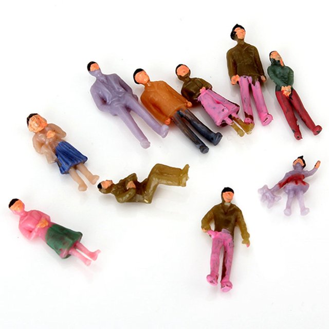 100 figuras de personas pintadas a mano, escenas callejeras, escala 1:100, para maquetas de edificios