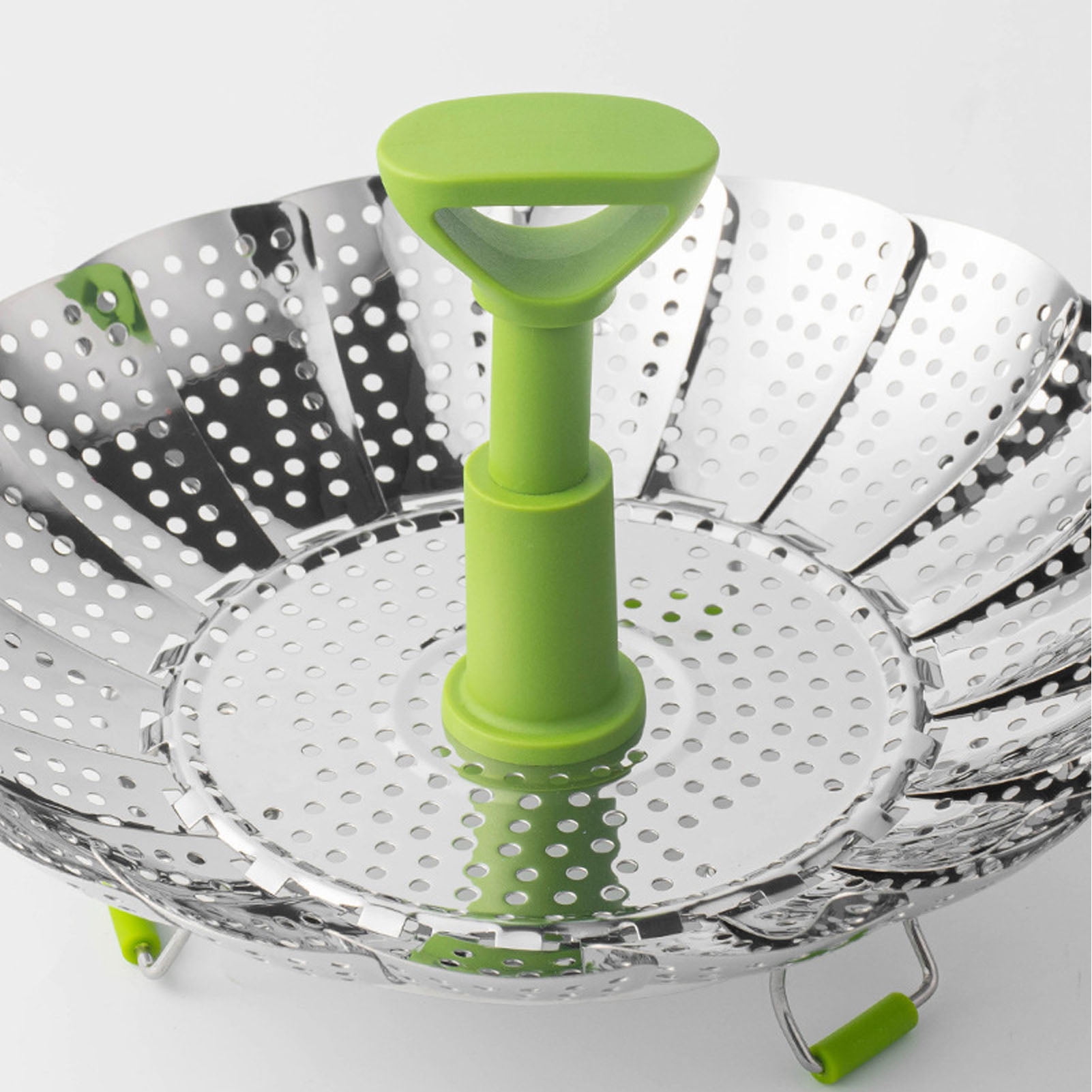 Panier Vapeur Rond Pour Légumes - Compatible Avec Autocuiseur Instantané - Panier Télescopique Pliable Pour Fruits Et Légumes - 100 % Acier Inoxydable
