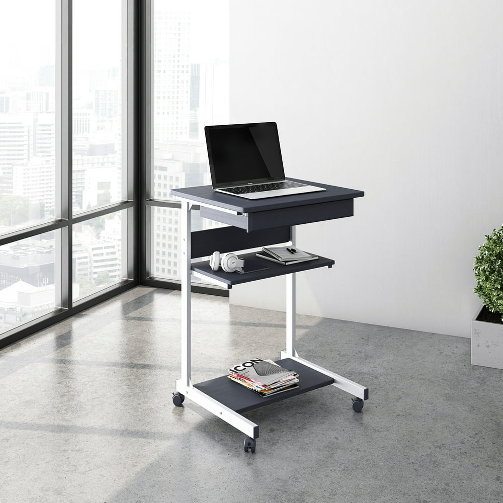 Techni Mobili Rolling Laptop Cart with Storage, Graphite (RTAB018