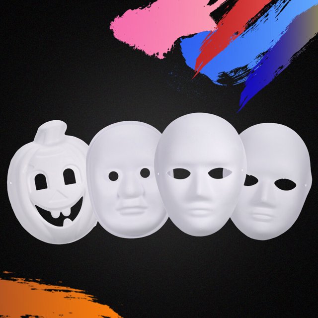 Halloween DIY White Paper Mask Pulp Blank Máscara pintada a mano Mascarada Máscara 10 piezas