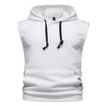 thumbnail image 2 of Men Casual Sports Sweatshirt Vest Plaid Texture Slim Fit Patchwork Sleeveless Hooded Tank Tops, 2 of 6