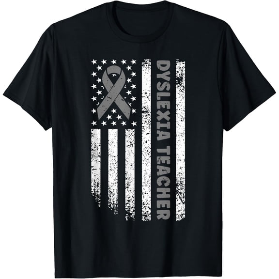 ADHD Dyslexia Teacher Support Dyslexia Awareness Flag Ribbon T-Shirt