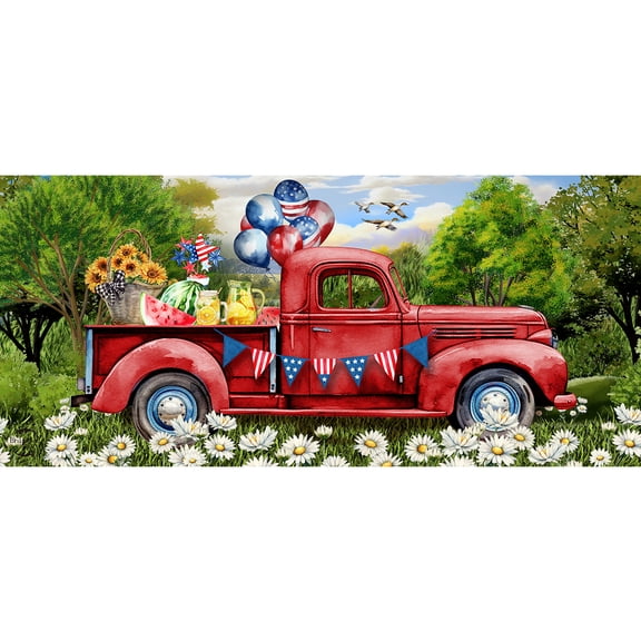 Briarwood Lane Summer American Pickup Picnic Mini Mat 22x10 Indoor Outdoor For Summer Doormat