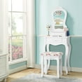 thumbnail image 2 of Topbuy Vanity Mirror Makeup Dressing Table Set w/ Stool Drawer Wood Desk White, 2 of 10